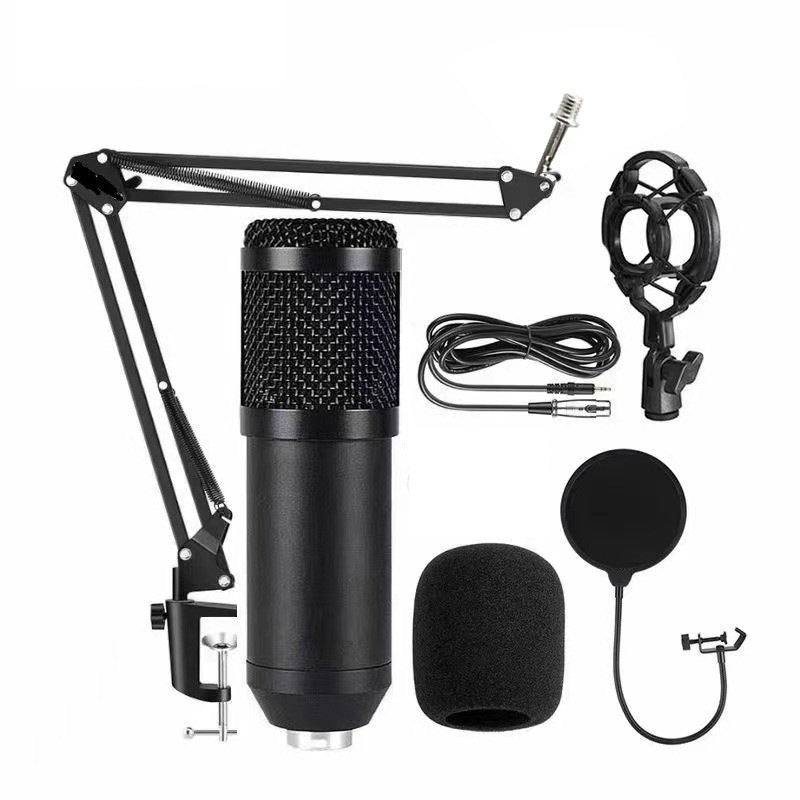 Metal BM800 condenser microphone V8 sound card mobile phone computer anchor karaoke recording live broadcast bracket set