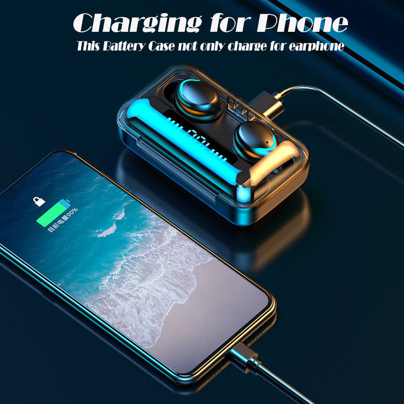 Charging wireless stereo bluetooth headset with mobile power function binaural high-definition high-definition digital display waterproof headset