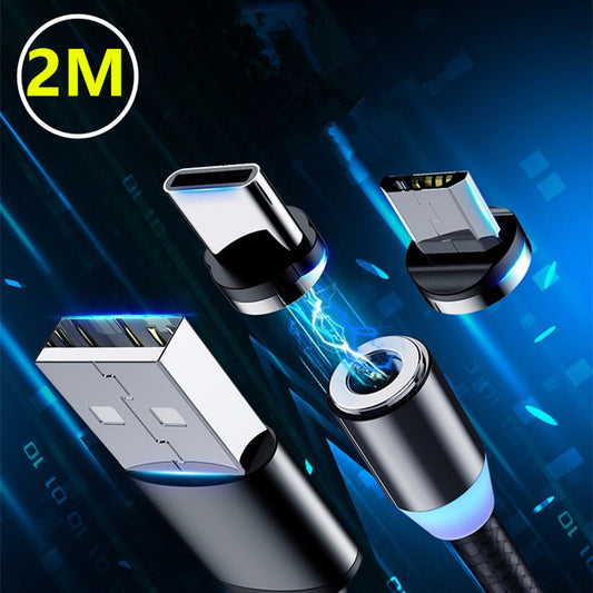 2m magnetic data cable Android mobile phone typec charging cable fast charging cable strong magnetic magnet type suction head