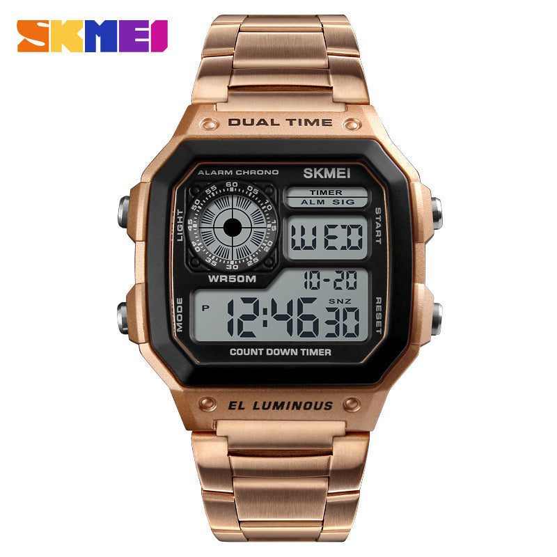 Skmei fashion trend men's watch cross-border outdoor sports personality square digital display electronic watch