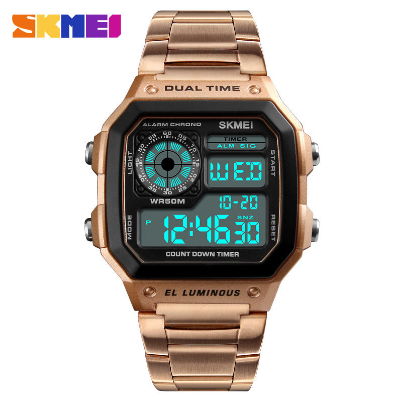 Skmei fashion trend men's watch cross-border outdoor sports personality square digital display electronic watch