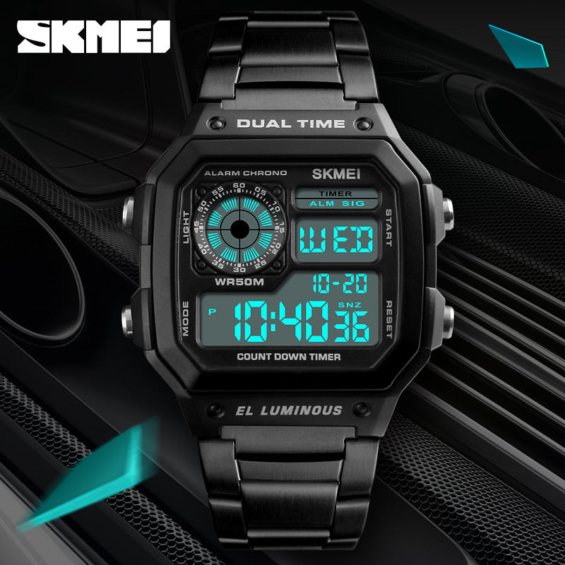 Skmei fashion trend men's watch cross-border outdoor sports personality square digital display electronic watch