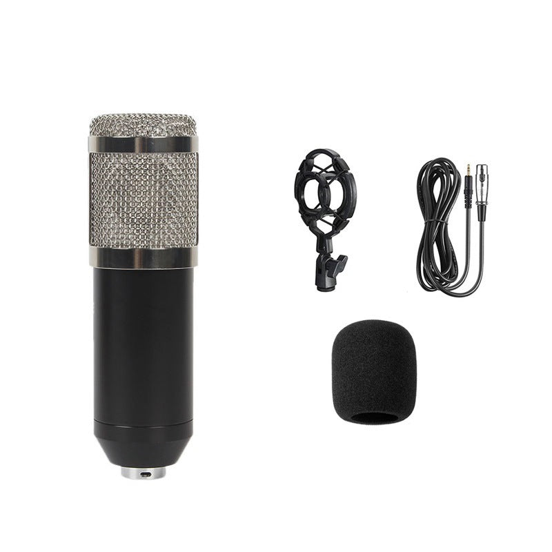 Metal BM800 condenser microphone V8 sound card mobile phone computer anchor karaoke recording live broadcast bracket set