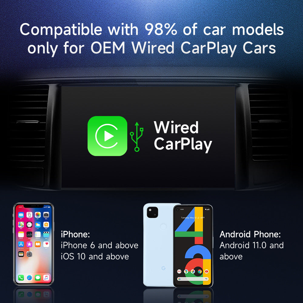 Suitable for Apple mobile phone Carplay original car wired to wireless AI Box Qualcomm Android 11.0 system 2+16G