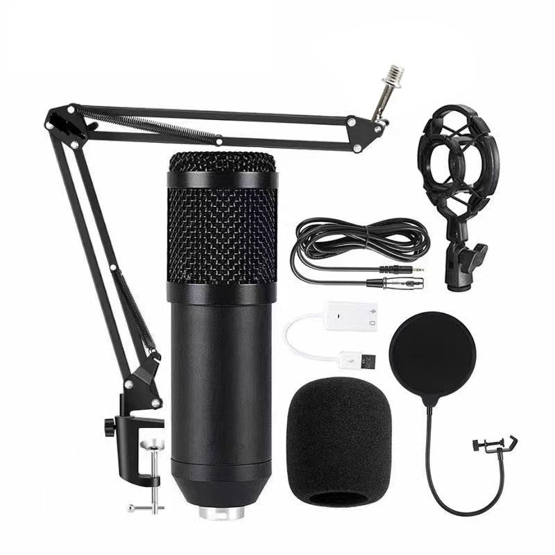 Metal BM800 condenser microphone V8 sound card mobile phone computer anchor karaoke recording live broadcast bracket set