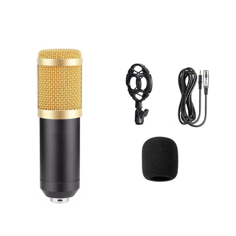 Metal BM800 condenser microphone V8 sound card mobile phone computer anchor karaoke recording live broadcast bracket set